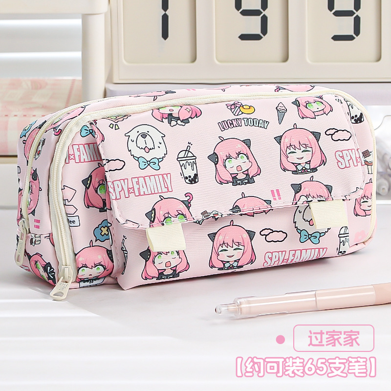 Picture of 3877 New Black and White Puppy Super Large Capacity Student Pencil Bag Multi-compartment Student Stationery Storage Pencil Bag