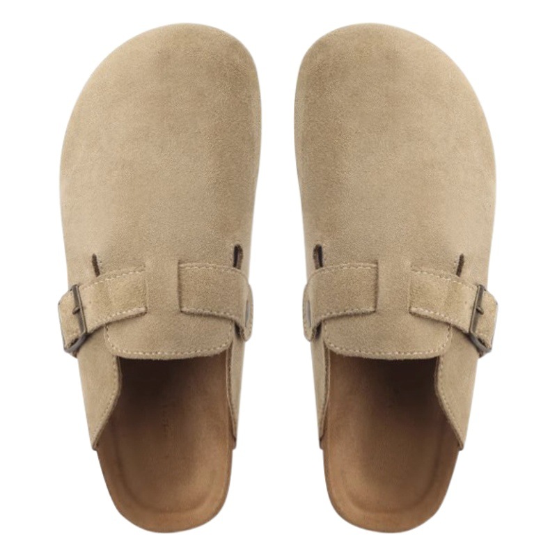 Xinyuda~French Retro Soft-Soled Baotou Half-Drag Thick-Soled Slip-On Flats-Soled Birkenstock Shoes for Women Spring