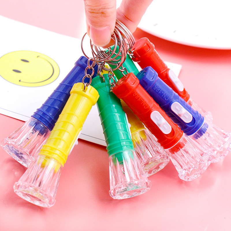 Transparent Mini Toy Small Flashlight Electronic Luminous Portable Flashlight Kids Prizes Keychain Pendant Small Gifts
