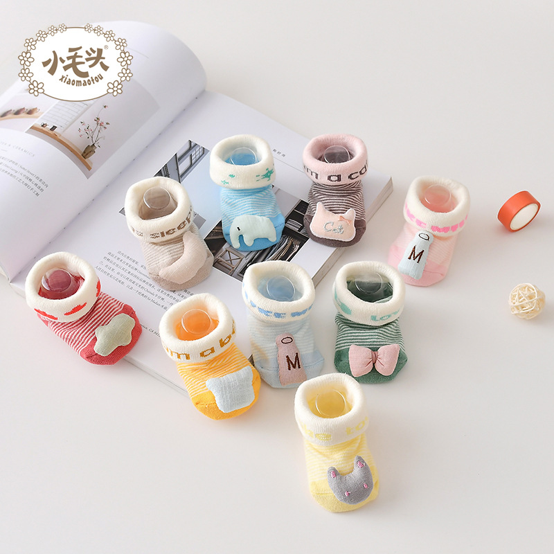 Spring and summer doll socks cartoon silicone soft bottom floor socks 0-1 year old baby non-slip cotton toddler shoes socks