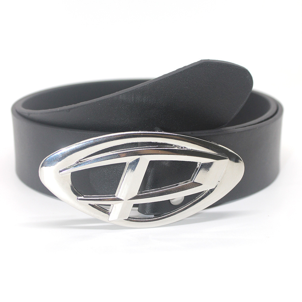 Trendy New ins Style Fashion Belt Distinctive Irregular D Letter Bright Metal Snap Decorative Belt Factory