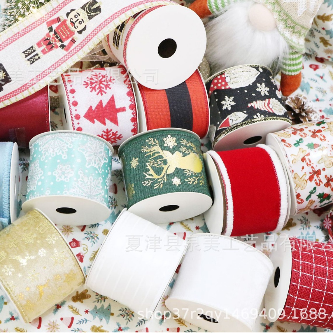 in stock Promotion High Quality Ribbon Ribbon Bow Decoration Christmas Tree Holiday Party Gift Decoration Ribbon
