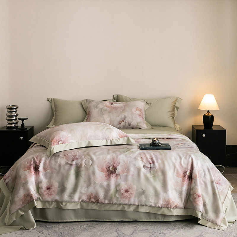Picture of Light Luxury 100 Lyocell Tencel Summer Cool Quilt Four-Piece Set Air Conditioned Quilt Summer Quilt Advanced Sense Class A Maternal and Infant Quilt