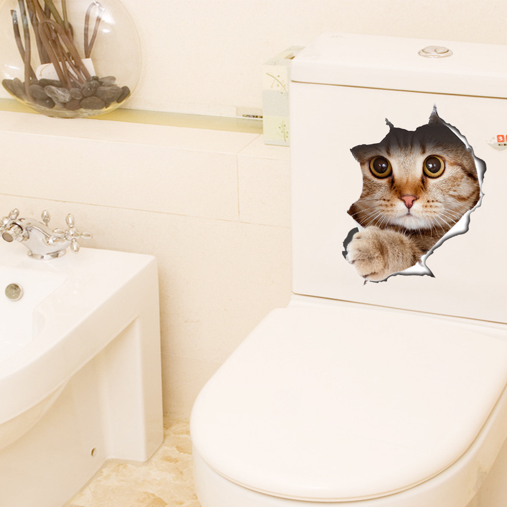 Picture of Cross-border New Creative 14109 Kitten 14110 Puppy Wall Decorative Wall Stickers Toilet Toilet Stickers
