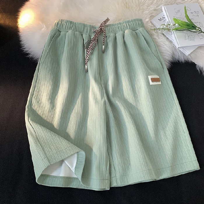 Picture of Ice Silk Half Shorts Women's Summer Outer Wear Sports Casual Elastoic High Waist Loose All-match Home Wide Leg Pants Mid-length Pants