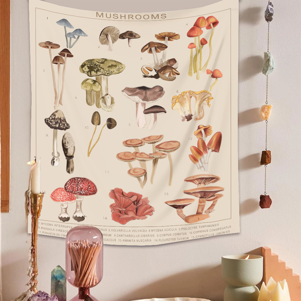 Picture of Tapestry Amazon Bohemian Tapestry Decorative Cloth Background Cloth ins Wind Tapestry Flower Tapestry Mushroom Tapestry