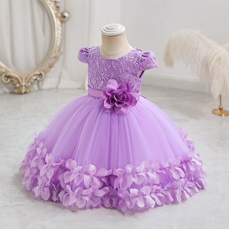 Picture of New cross-border children's performance dress lace princess dress festival unkempt dress gauze skirt one-year-old dress dress performance dress
