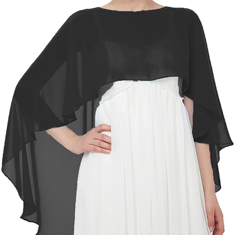 European and American New Evening Dress Shawl Pullover Cape Thin Chiffon Solid Color Scarf Sunscreen Breathable Monochrome Long Shawl