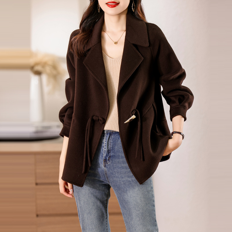 Autumn and Winter New All-match Double-sided Wool Coat Women's Fashion Maillard Duffle Button Loose Chanel Style Wool Coat