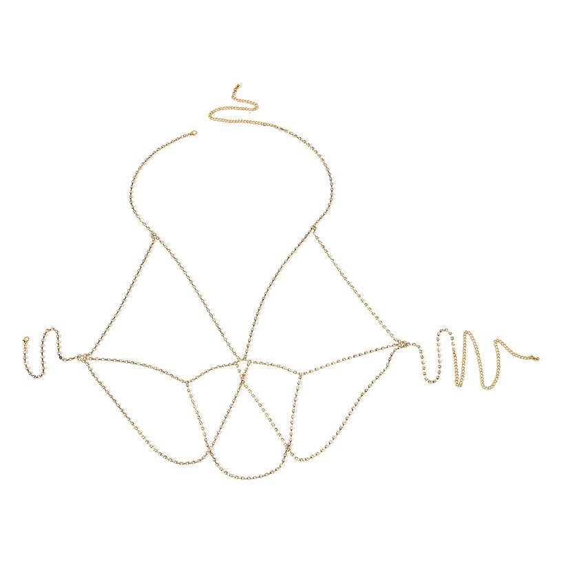 Bikini Fashion Chest Chain Summer Beach Vacation Rhinestone Chain Simple European and American Tassel Body Chain Accessories Women