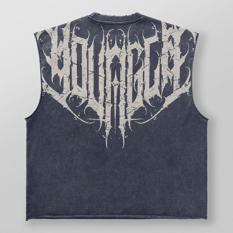 Picture of Summer American Style Trendy Brand YOUNG Letter Vest Men's Wide Shoulder plus size Fashion Sports Fitness Running Casual T-Shirt