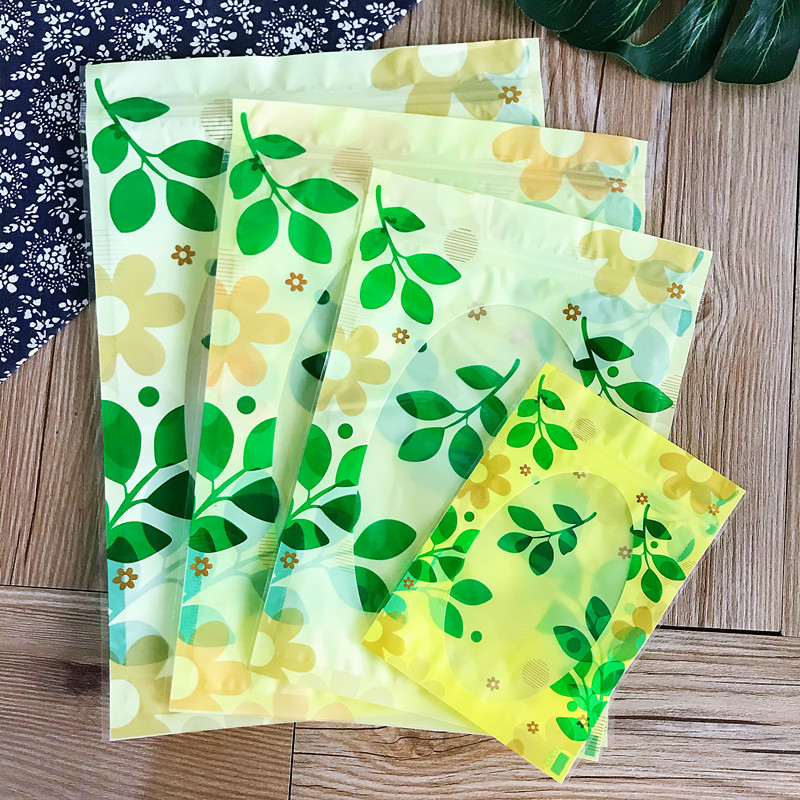 Candy Biscuits Pastry Baking Green Leaf Bag Cereals Dry Goods Lentinus edodes Red Mushroom Flower Mushroom Zipper Bag