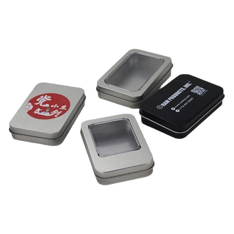 in stock badge packaging small iron box custom silver flat lid square U disk tinplate box universal jewelry storage box
