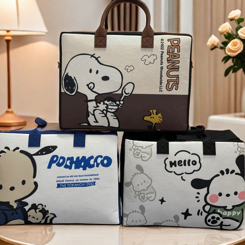 New Cartoon Travel Bag Foldable Large Capacity Storage Bag Fine Felt Luggage Bag Sleeve Pull Rod Bag