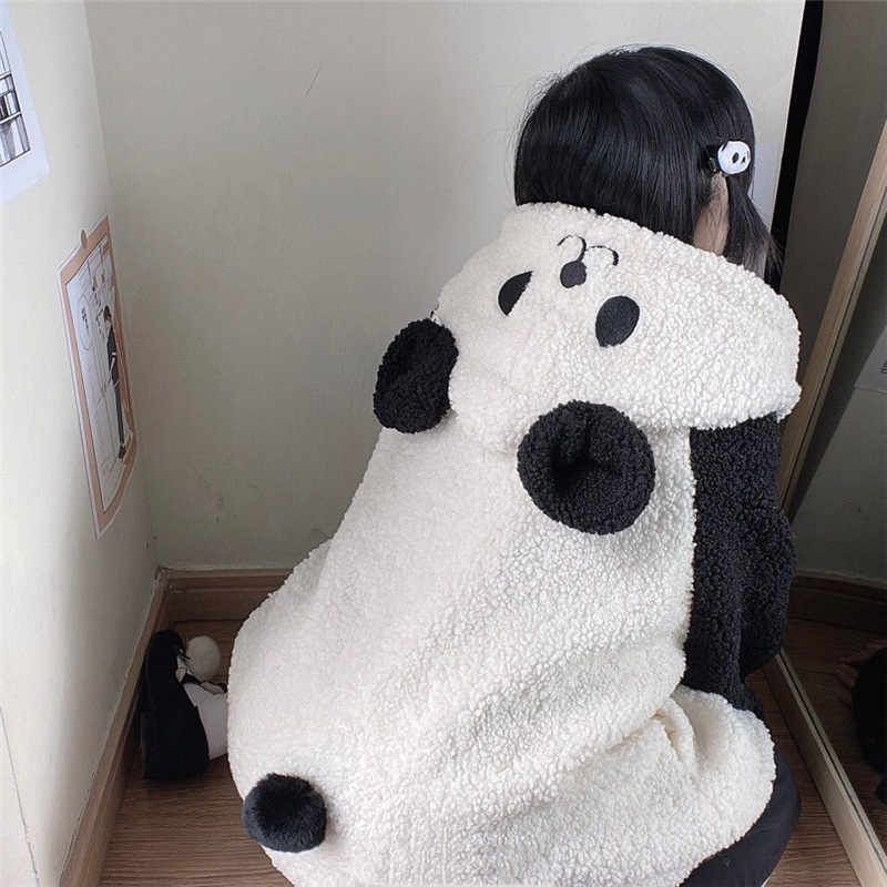 Picture of Lamb Fleece Japanese Panda Autumn and Winter College Coat Loose plus size Cartoon Loose Style Casual All-match Age-reducing