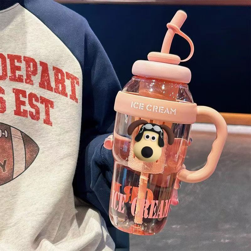 Picture of Lucky Belly Cup Large Capacity Big Mac Water Cup Tea Leakage Scented Tea Suction Tube Cup High Color Value Handle Convenient Ice Cup