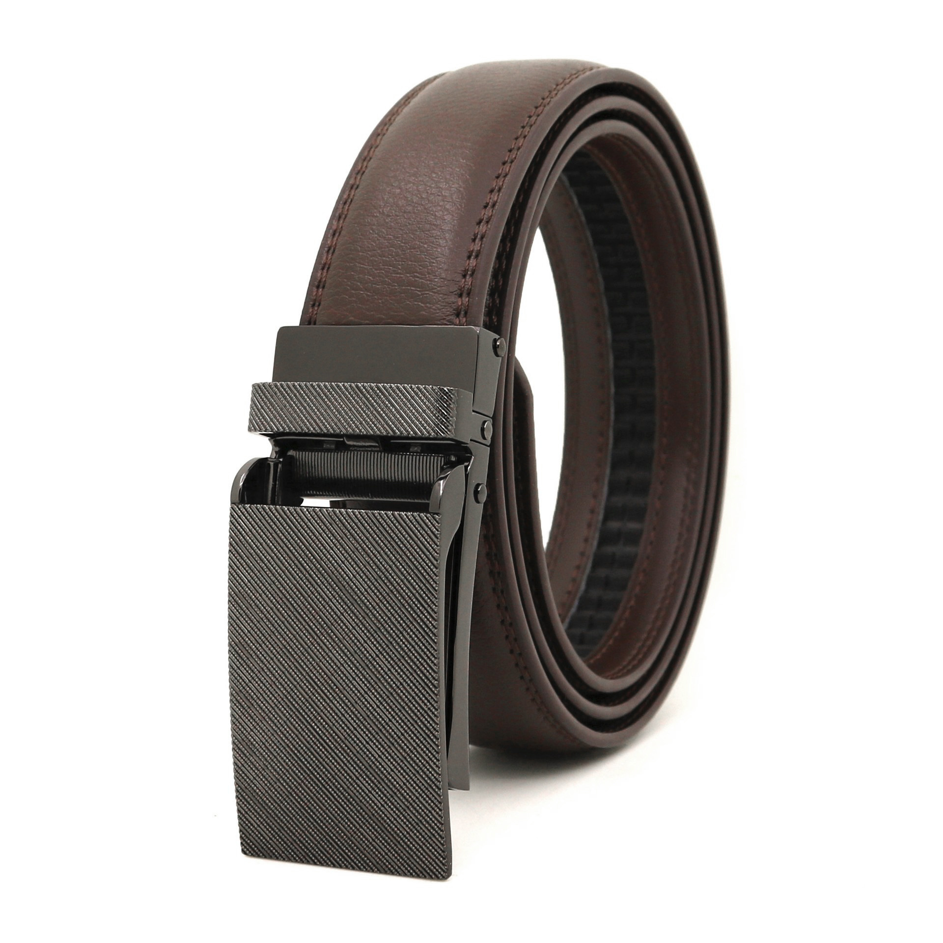 Picture of Japanese and Korean men's automatic buckle belt reverse pull buckle two-layer cowhide leather belt business Foreign Trade factory wholesale