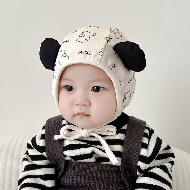 Baby Hat Autumn and Winter Fontanelle Hat Baby Men and Women Spring and Autumn Thin Small Month Age Fetal Cap Thickened Warm Ear Protection Cap