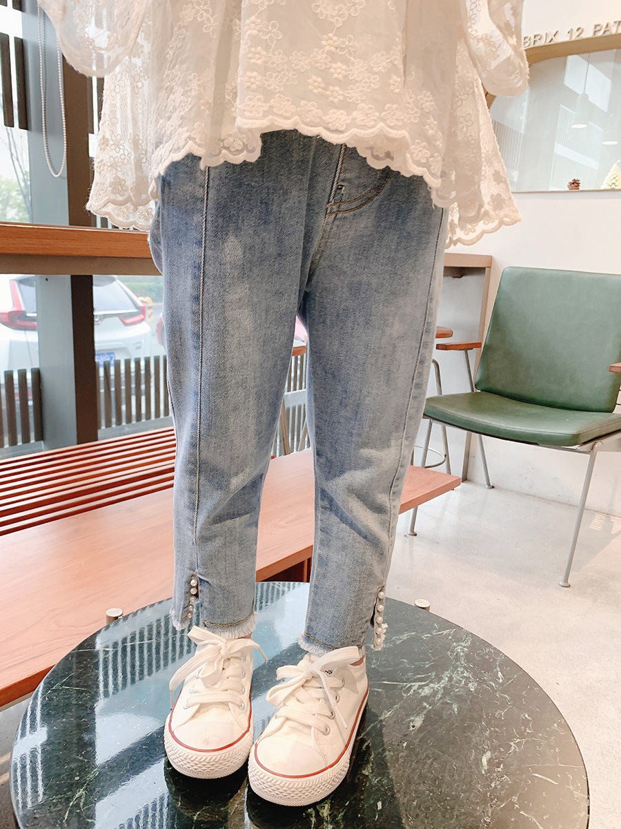 Picture of Girls' Small-Foot Jeans 2025 Spring & Fall New Korean Style Kidsren's Style Casual Pants Little Girls Versatile Long Pants