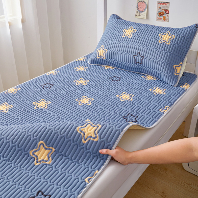 Picture of Class A latex mat three-piece set summer ice silk bed sheet bed hat foldable non-slip cooling soft mat air-conditioning mat