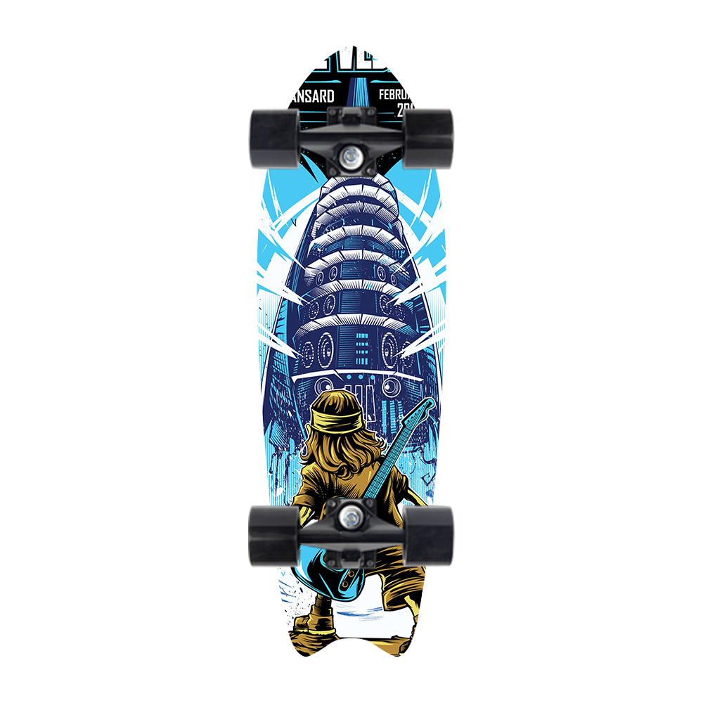 Picture of 28 inch maple small fish Board children Brush Street road beginners four-wheel skateboard single rocker skateboard