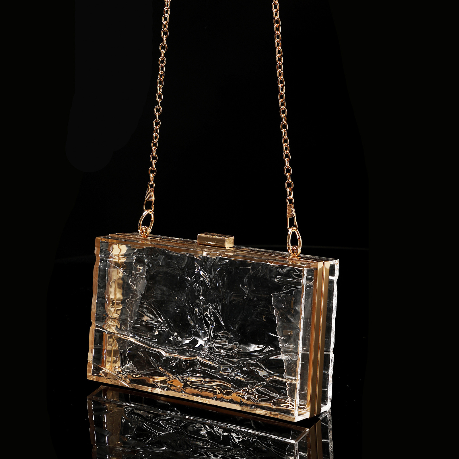 Picture of Women's new evening bag ice crack transparent acrylic fashion clutch chain bag cross-border Amazon exclusive