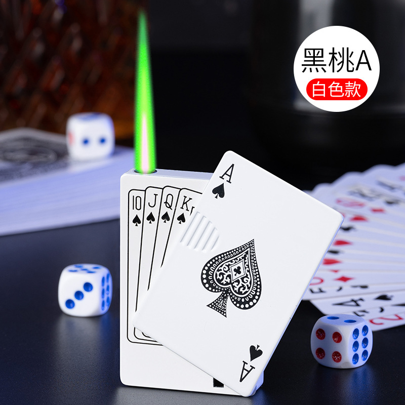 Picture of Shake Tone Internet Red Money Checking Poker Flush Brand Lighter with Money Checking Lamp Inflatable Windproof Green Flame Lighter