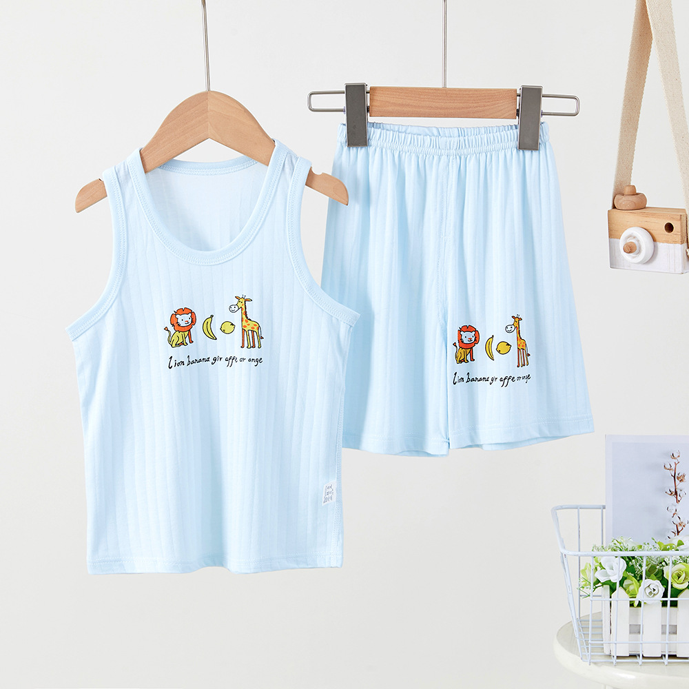 Picture of Children's vest shorts suit summer new boys' sleeveless top girls' bottoming shirt children's cold feeling wholesale