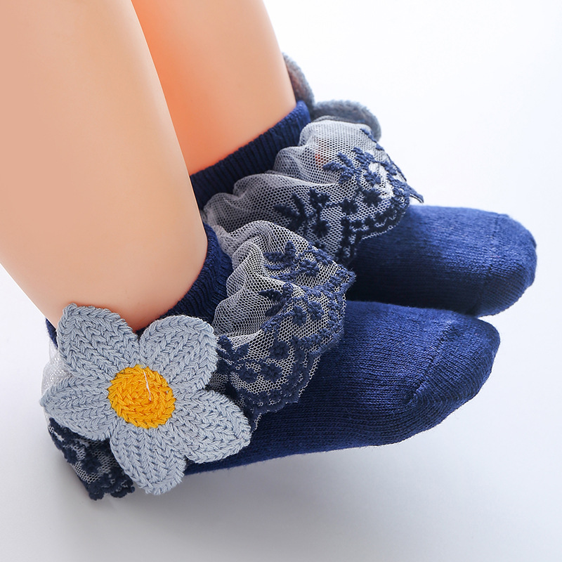 Picture of New Children's Lace Socks Korean Style Princess Socks Spring & Fall Girls' Socks Cartoon Cross-Border Export Baby Cotton Socks Thin Section