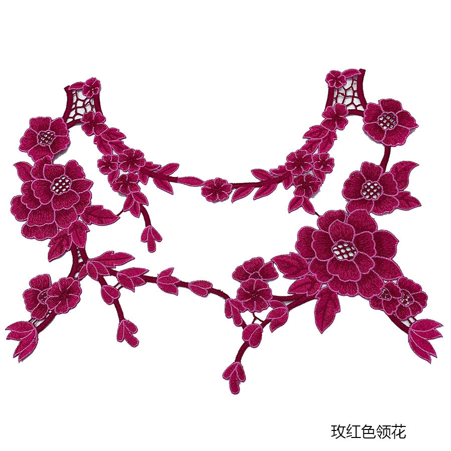 New vintage color water soluble cheongsam clothing embroidery applique lace flower hem waist flower front and back collar