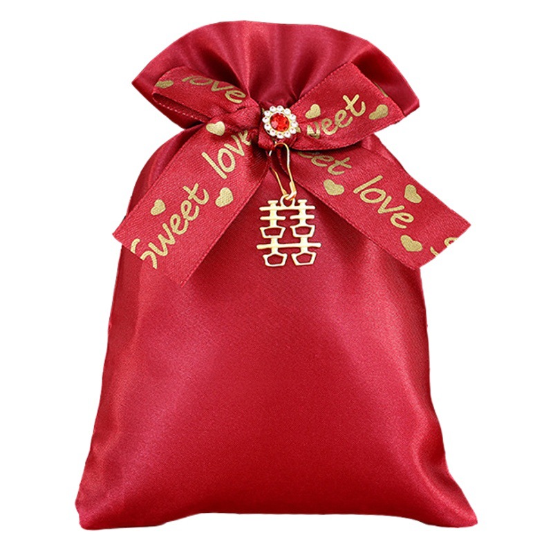 2024 New Wedding Candy Bag Chinese Wedding Creative Light Luxury High-End Bow Engagement Wedding Candy Bag Direct Supply