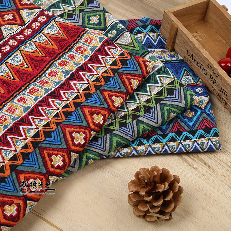 Ethnic Style Cotton and Linen Fabrics, Bohemian Style Fabrics, Bar Tablecloths, Curtains, Bags, Home Decoration Background Fabrics