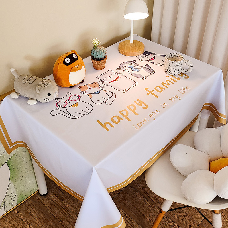 Picture of Tablecloth Waterproof and Oil-proof PVC Coffee Table Table Mat Dining Table Tablecloth Picnic Stall Student Desk Dormitory Decorative Cloth