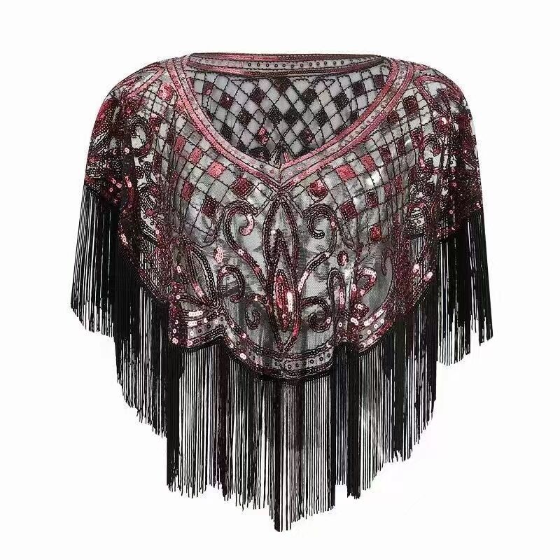 Picture of Tassel Shawl Women's Summer Sequin Mesh New Cyber Celebrant All-match Western Style Summer High-grade Outer Jacket Fashion Cape