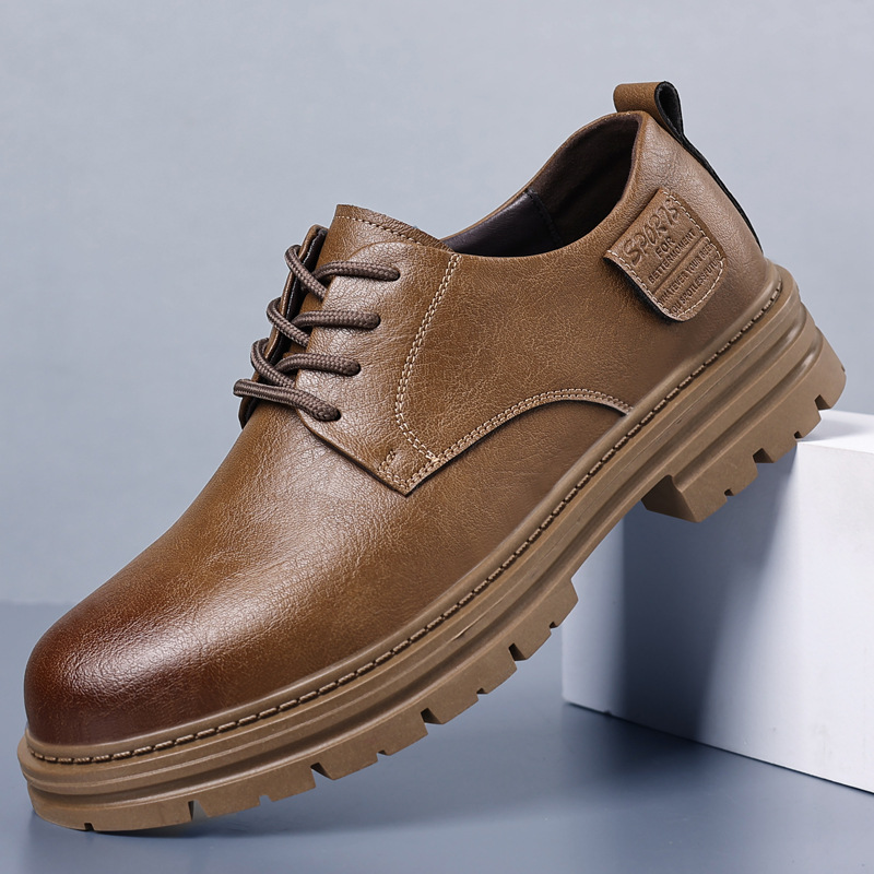 2023 autumn and winter new men's retro tooling big toe leather shoes men's youth versatile fashion shoes casual leather shoes men 8801