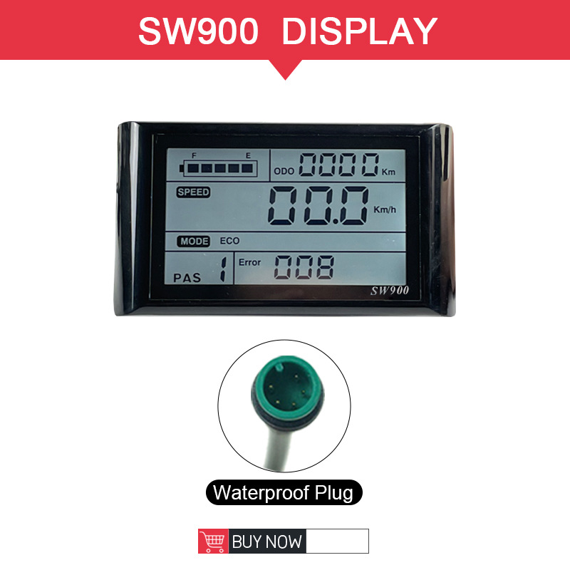 Electric bicycle modification accessories LCD-SW900 LCD instrument data display 24-72v waterproof connector