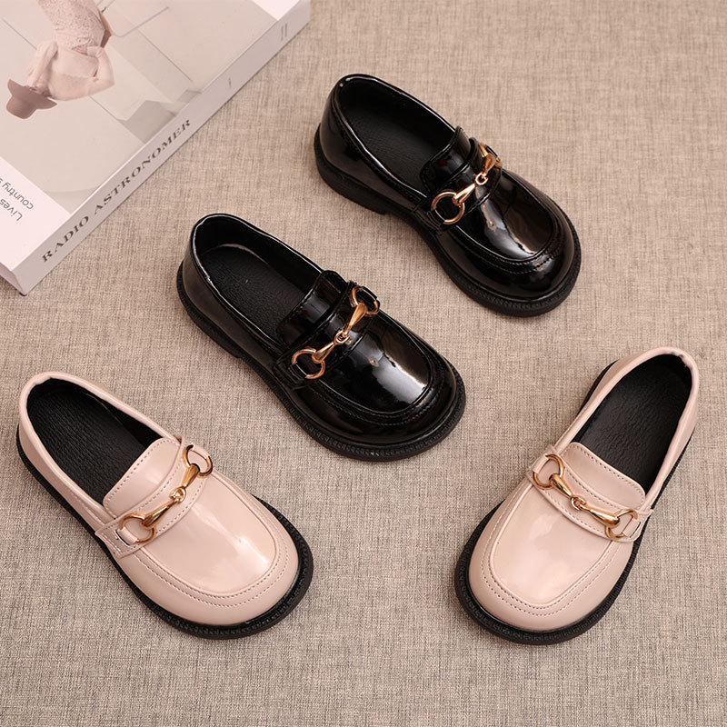 Baby Leather Shoes, Female Princess Shoes, Kidsren's Black Leather Shoes, 3-6 Years Old, Big Kidsren's Leather Shoes, 13-16 Summer Girls' Flats