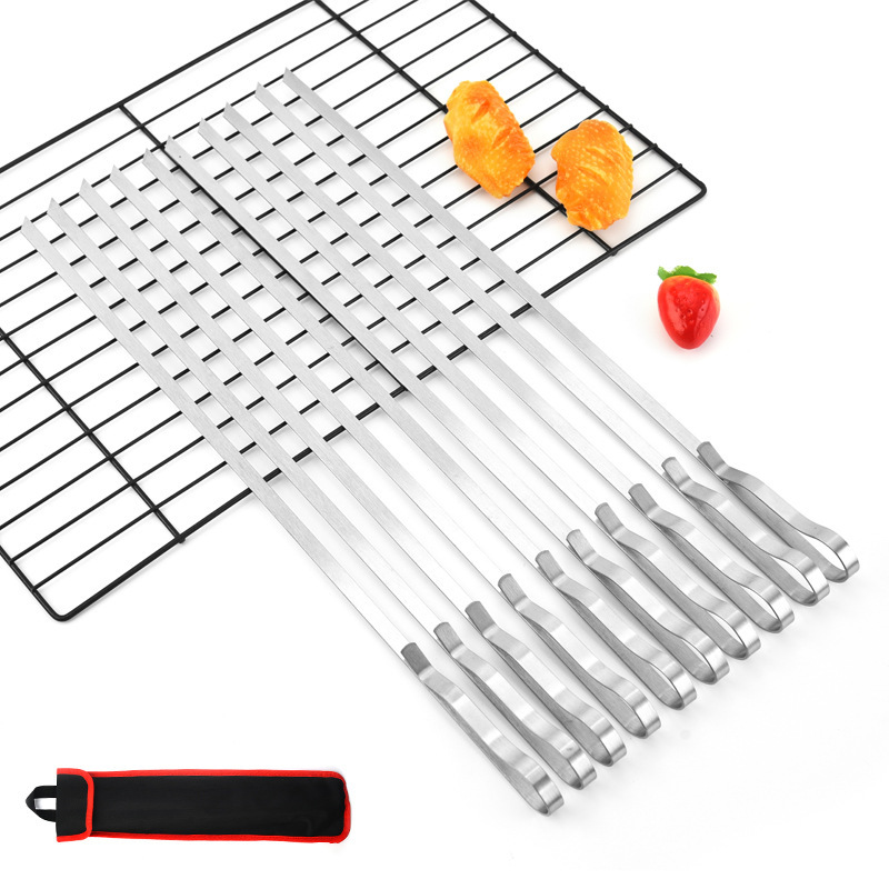 10 Pack Stainless Steel Twisted Barbecue Skewers Amazon BBQ Barbecue Needle Barbecue Sticks Nylon Cloth Set