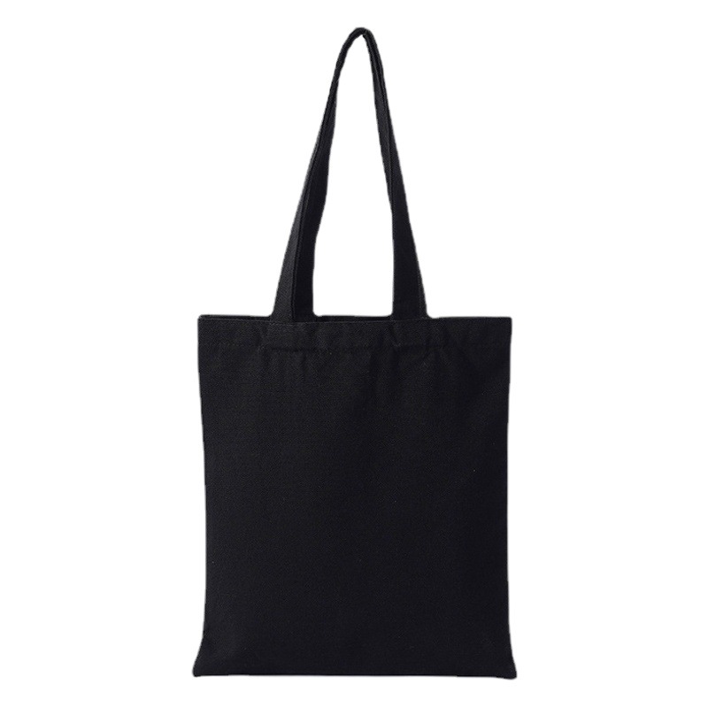 Black Canvas Bag Blank DIY in Stock Large Capacity Zipper Cotton Tote Bag Available for Dropshipping with Logo Printing, Hot-Selling Cross-Border