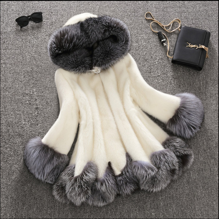 Cross-border Autumn and Winter New Women's Imitation Fur Coat Mid-length Mink Velvet Fox Fur Women's Coat Europe Station