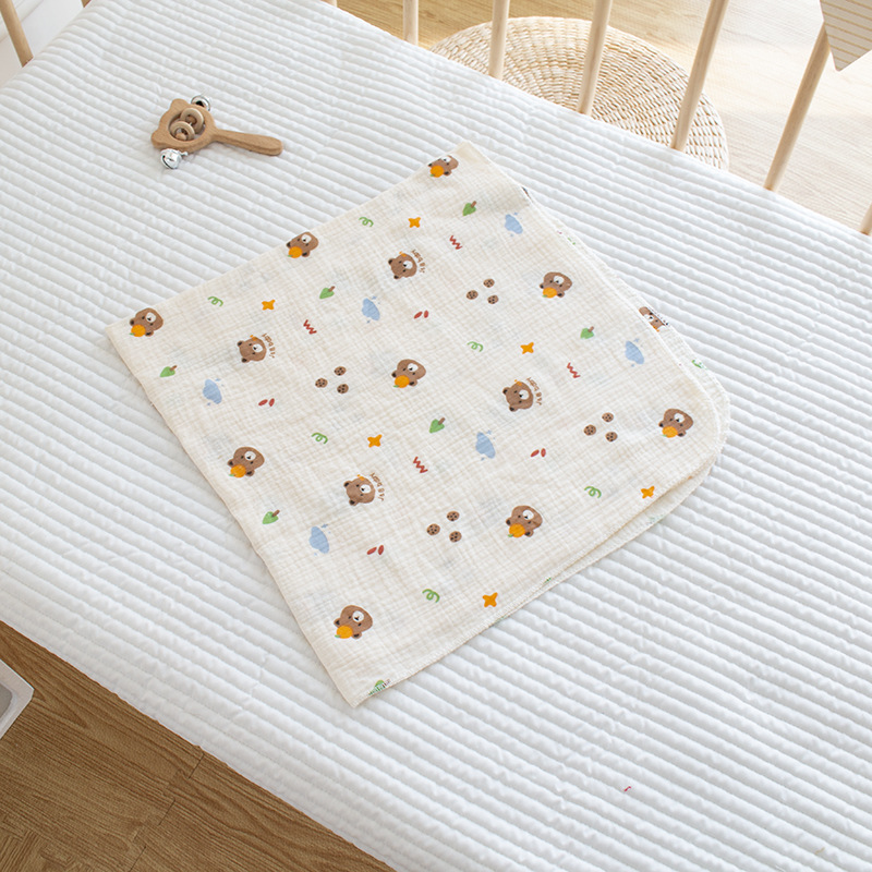 Picture of 2-layer cotton gauze delivery room single-layer double-layer printed wrinkled gauze baby home clothes saliva towel quilt blanket bath towel