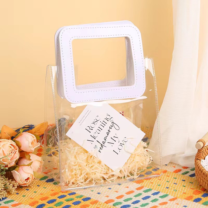 Gift Bag Plastic Pvc Transparent Handbag Laser Customized Mid-Autumn Moon Cake Souvenir Holiday Gift Bag Customized