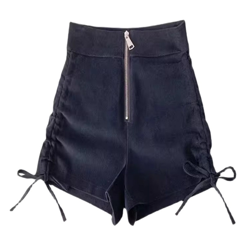 Shorts Women's 2024 Spring New Design Sense Zipper High Waist Slim A- shaped Pants Small Casual Sexy Hot Pants