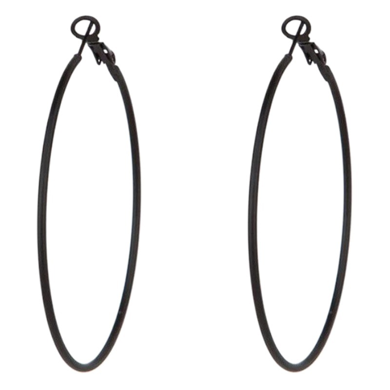 Cross-Border European and American Titanium Steel Non-Fading Hoop Earrings for Women I-Buckle Spring Clip Large Hoop Coil Classic Earrings