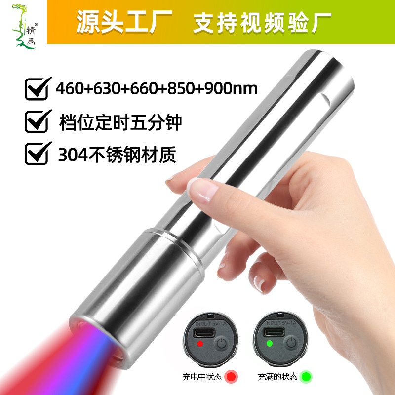 Cross-Border Supply Red Light Flashlight Handheld Portable Rechargeable Blue Light Infrared Device Red Light Flashlight Processing