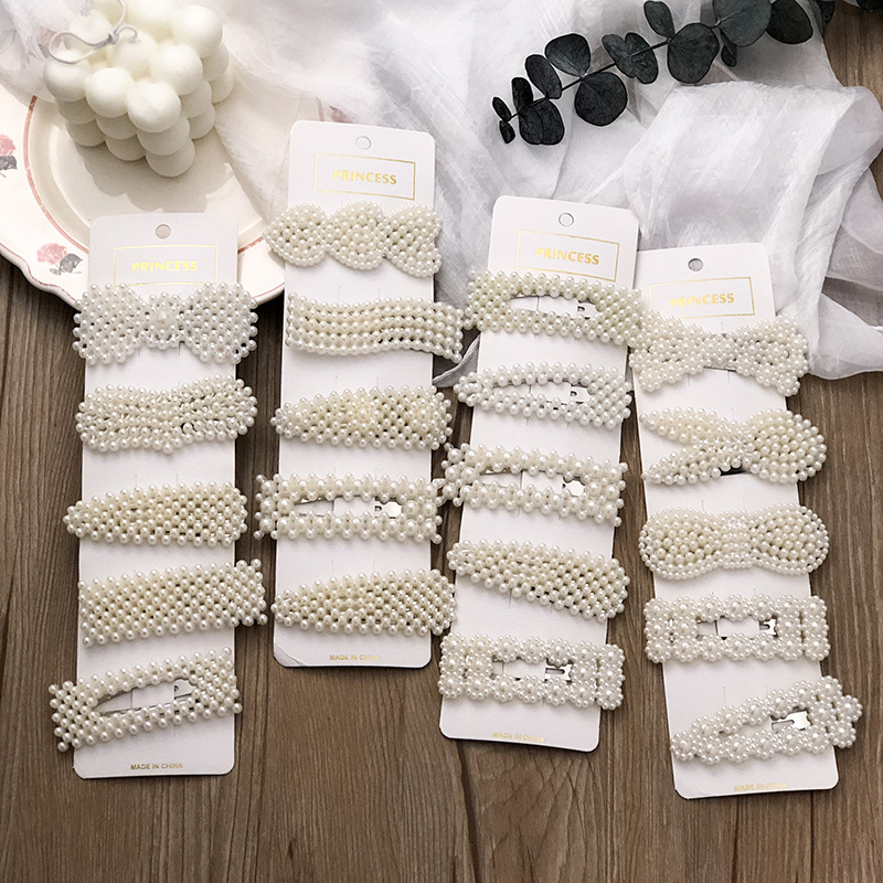 Korean New Pearl Hairpin Internet Celebrity Hot Style ins Simple Hairpin Set Adult Duckbill Clip Hair Accessories