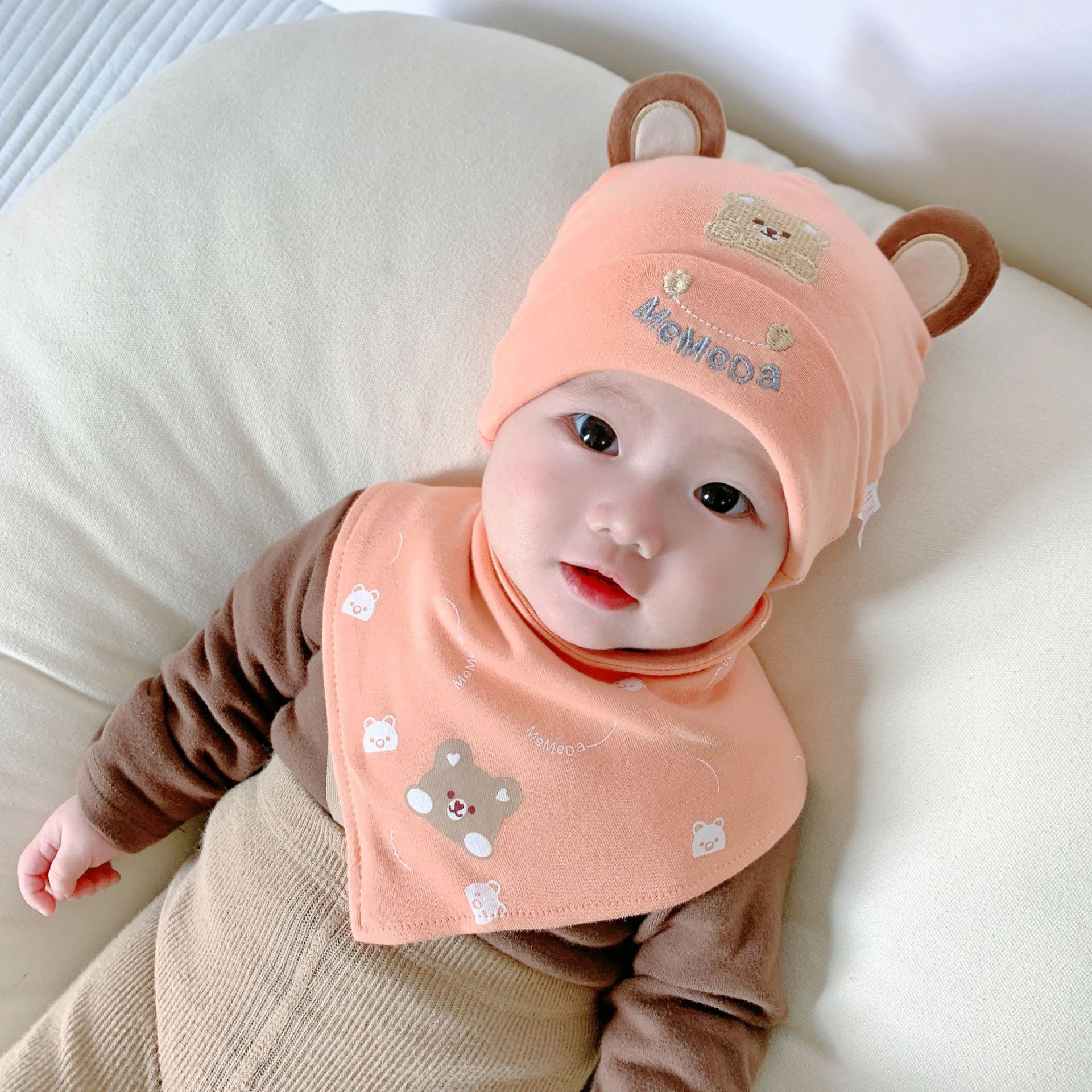 Picture of Katu Bear Infant Hat Spring & Fall 3-6-12 Months Male and Female Baby Pullover Hat Cotton 100-Day Sleeping Hat