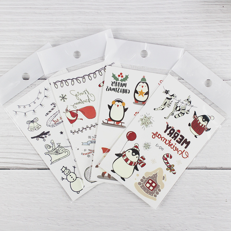 Picture of Cross-border Supply Waterproof Luminous Christmas tattoo Sticker Cartoon Snowman Party Children tattoo Sticker