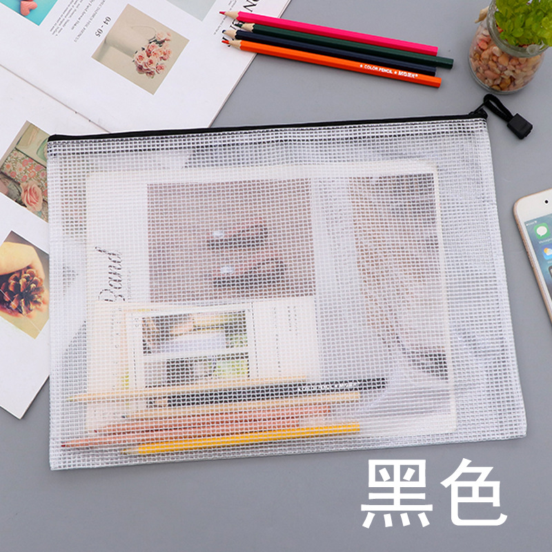 Picture of Wholesale Pvc Plastic A5 Large Capacity Mesh Zipper File Bag A3 Storage File Prenatal Check-Up Information A4 Storage Bag