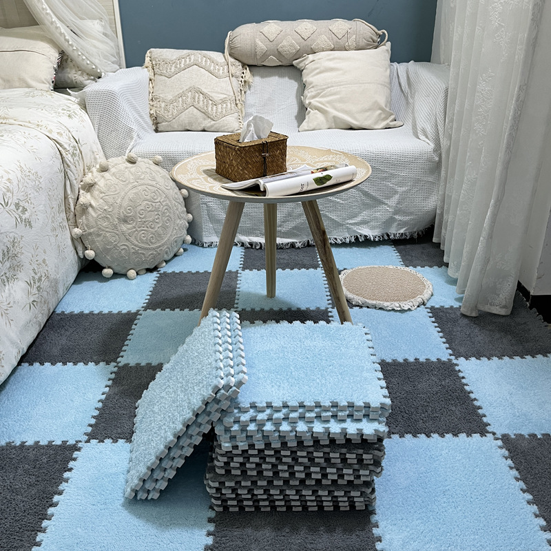 Picture of Plush room stitching carpet bedroom living room 2023 New ins style bedside blanket full floor mat cushion home